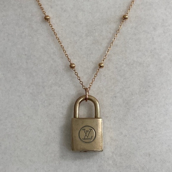 Louis Vuitton Lock Necklace Two Series #210 14K Gold Plated Chain - Picture 5 of 17